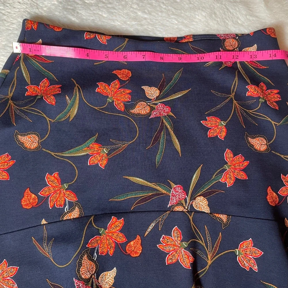 LOFT Navy Blue Tropical Floral Flounce Hem Mini Skirt XS NWT Cottagecore Preppy‎